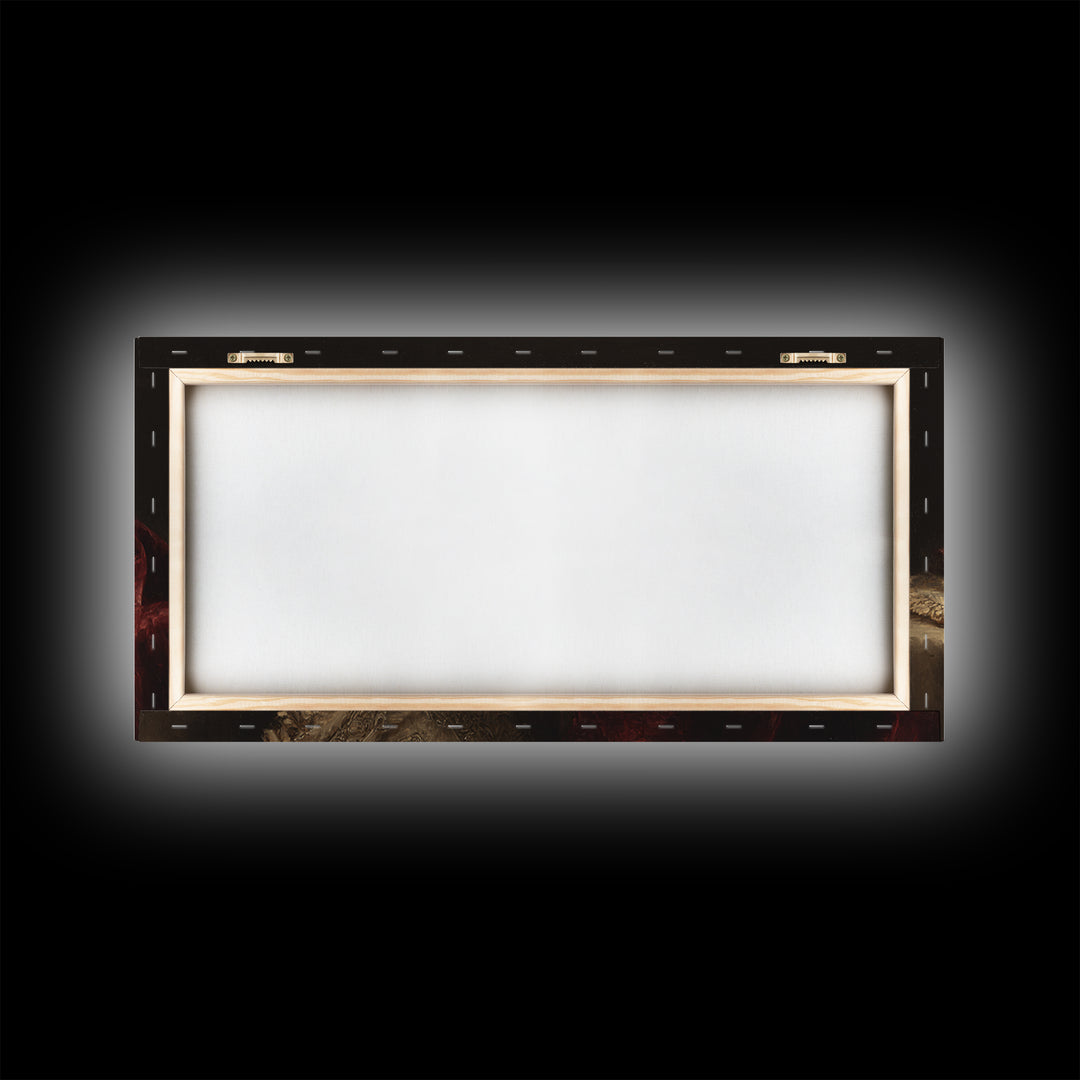 Dark Red Velvet Framed Canvas Print, Baroque Art, Contemporary Art, Living Room Decor, Fine Art, Ornate, 3d Wall Art, BAO-2x1-43