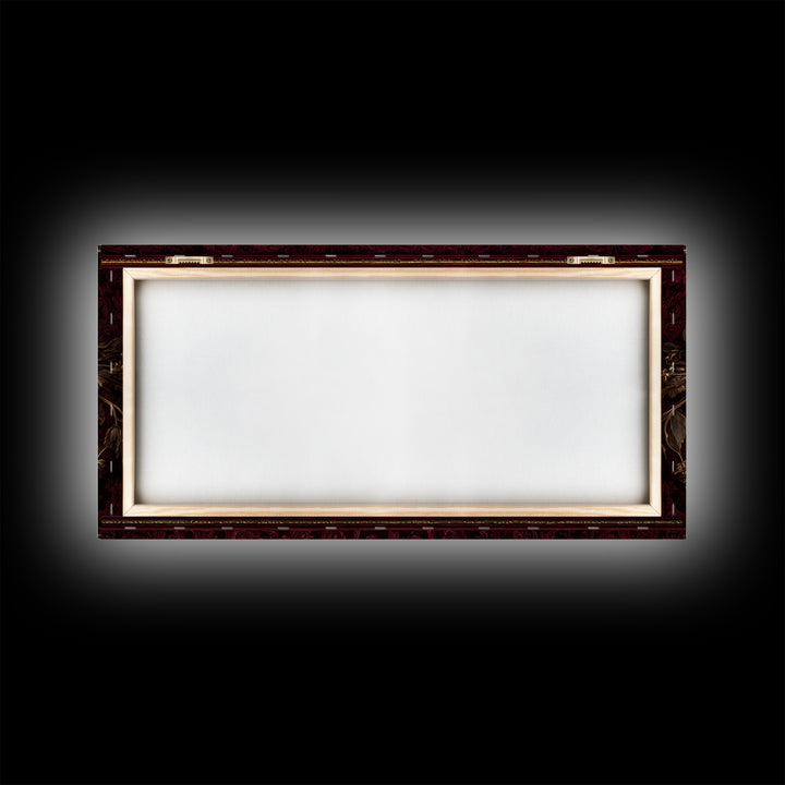 Dark Red Velvet Framed Canvas Print, Baroque Art, Dark Academia Art, Living Room Decor, Fine Art, Ornate, Modern Decor, BAO-2x1-67