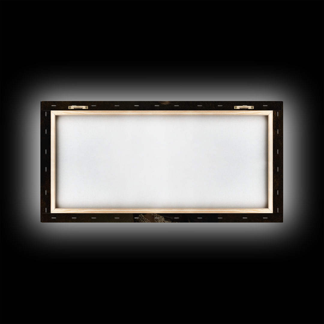 Classical Portrait with Lace Collar and Jewel Framed Canvas Print, Baroque Art, Oil Painting, Living Room Decor, Ornate, BAO-2x1-99