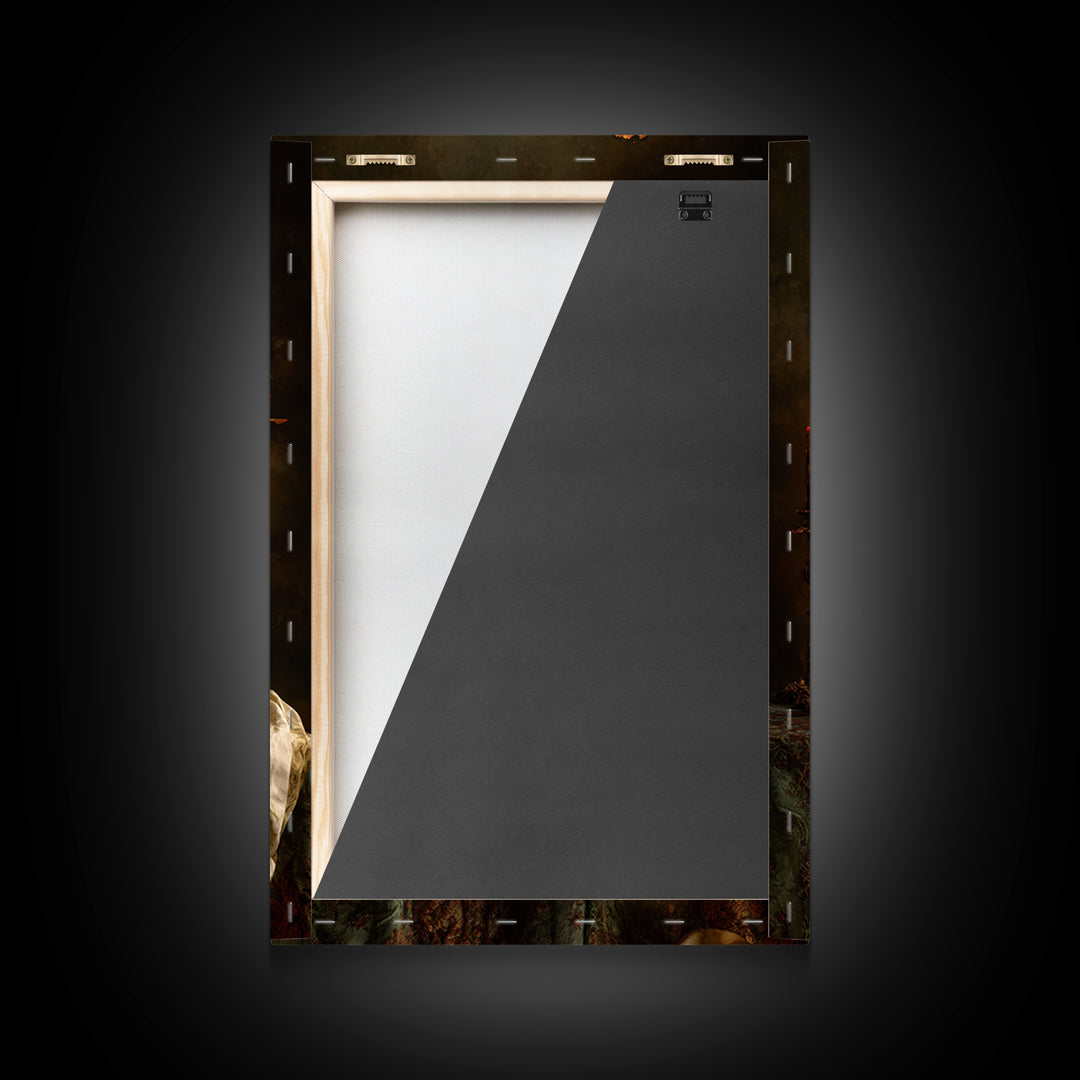 Dark Floral Arrangement Framed Canvas Print, Baroque Art, Decor, Living Room Decor, Fine Art, Ornate, Moody Wall Art, BAO-2x3-36