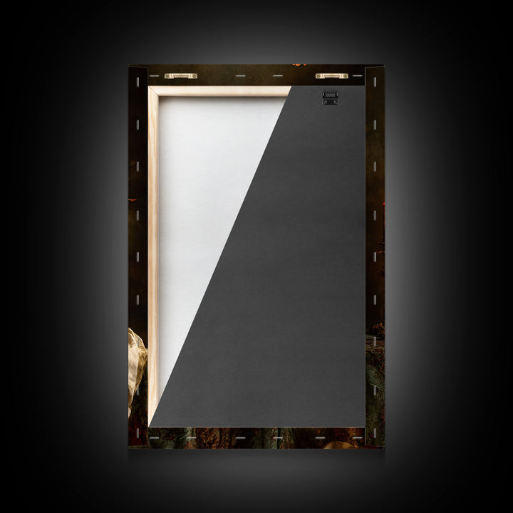 Dark Floral Arrangement Framed Canvas Print, Baroque Art, Decor, Living Room Decor, Fine Art, Ornate, Moody Wall Art, BAO-2x3-36