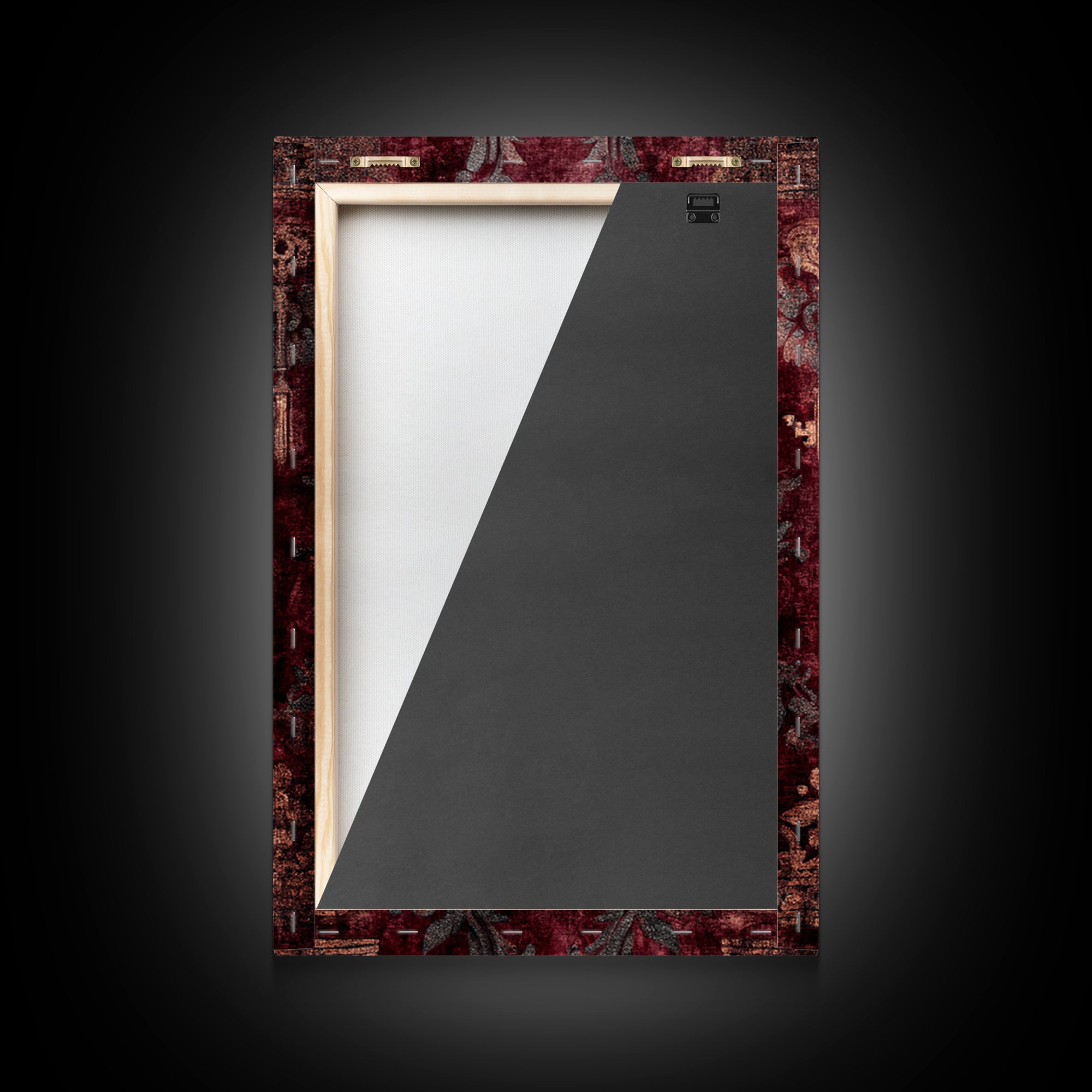 Dark Red Velvet Framed Canvas Print, Baroque Art, Eclectic Wall Art, Living Room Decor, Fine Art, Ornate, Gallery Decor, BAO-2x3-55