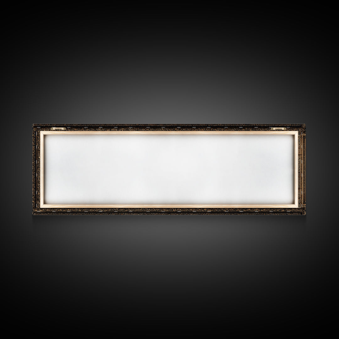 Ornate Gold Frame Illusion Around a Botanical Framed Canvas Print, Baroque Art, Wall Art, Living Room Decor, Fine Art, Ornate, BAO-3x1-1