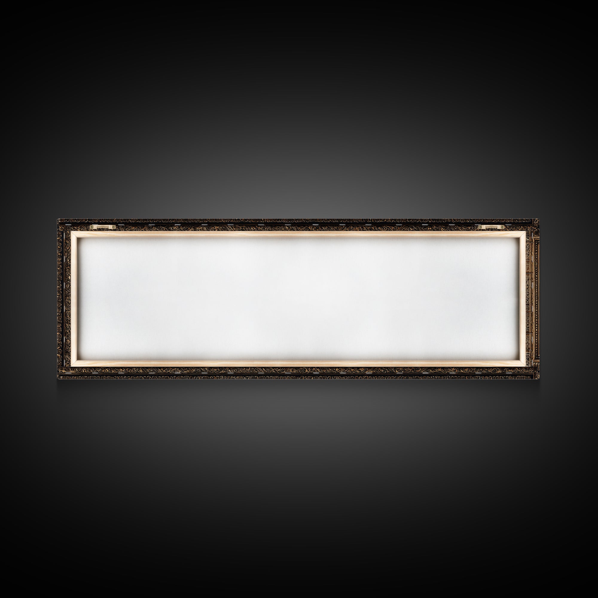 Ornate Gold Frame Illusion Around a Botanical Framed Canvas Print, Baroque Art, Wall Art, Living Room Decor, Fine Art, Ornate, BAO-3x1-1