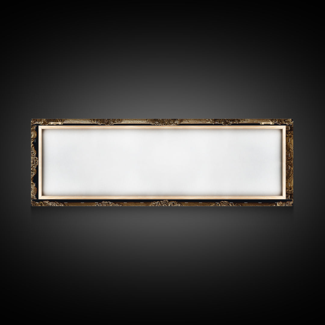 Ornate Gold Frame Illusion Around a Botanical Canvas Print, Baroque Art, Canvas, Living Room Decor, Fine Art, Ornate, BAO-3x1-49