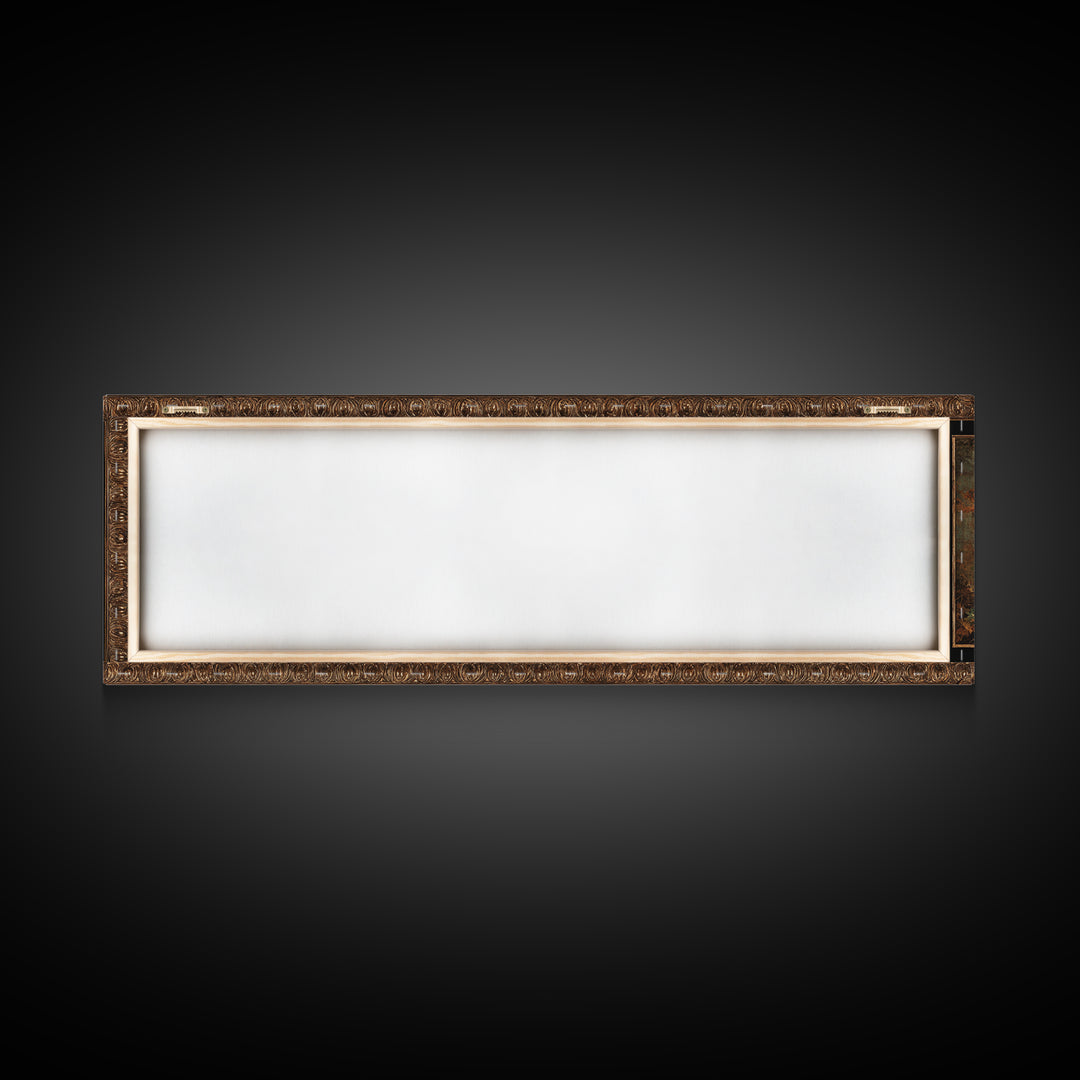 Ornate Gold Frame Illusion Around a Botanical Framed Canvas Print, Baroque Art, 3d Wall Art, Living Room Decor, Oil Painting, BAO-3x1-73