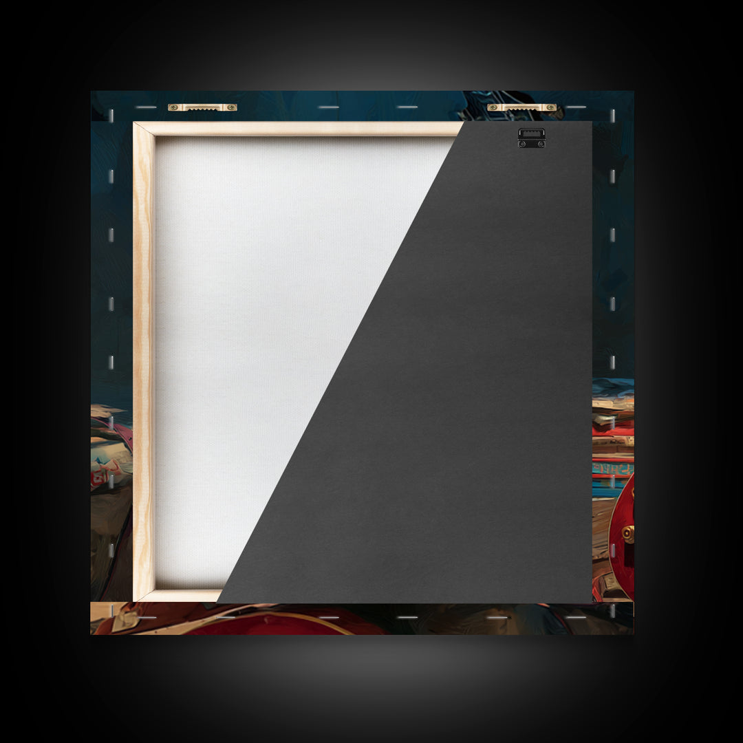 Classic Rock Guitar Still Life Framed Canvas Print, Basement Art, Fine Art Print, Living Room Decor, Fine Art, Retreat, BAS-1x1-29