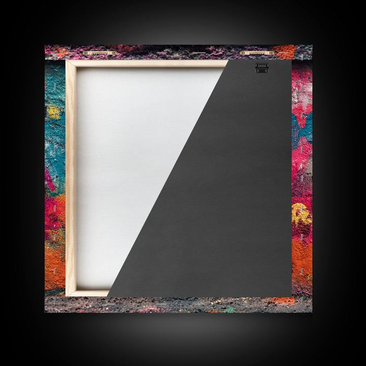Urban Brick Graffiti Panel Framed Canvas Print, Basement Art, Custom Wall Art, Living Room Decor, Retreat, Baseball Decor, BAS-1x1-47