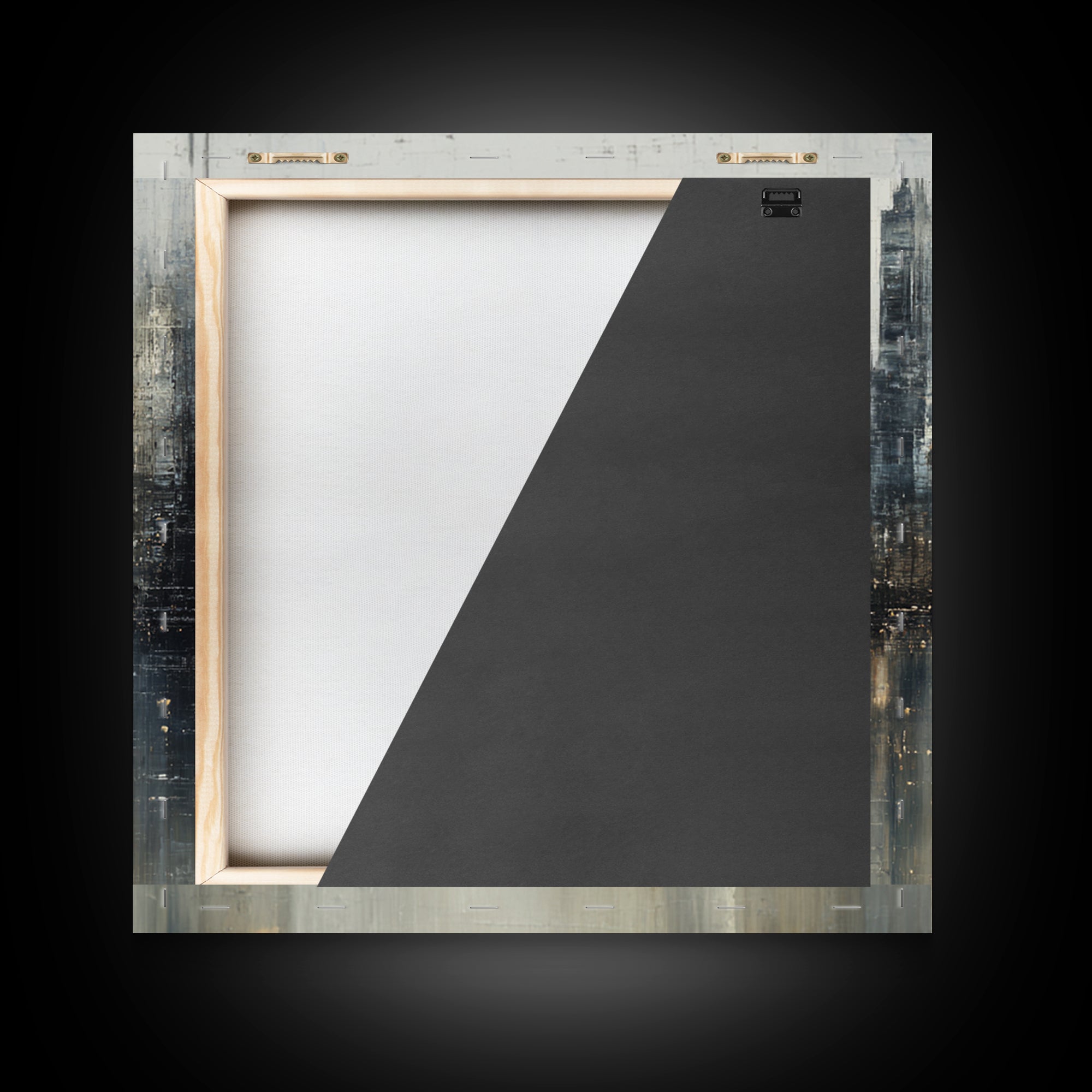 Dark Abstract City Skyline Framed Canvas Print, Basement Art, Western Decor, Living Room Decor, Retreat, Rustic Wall Art, BAS-1x1-7