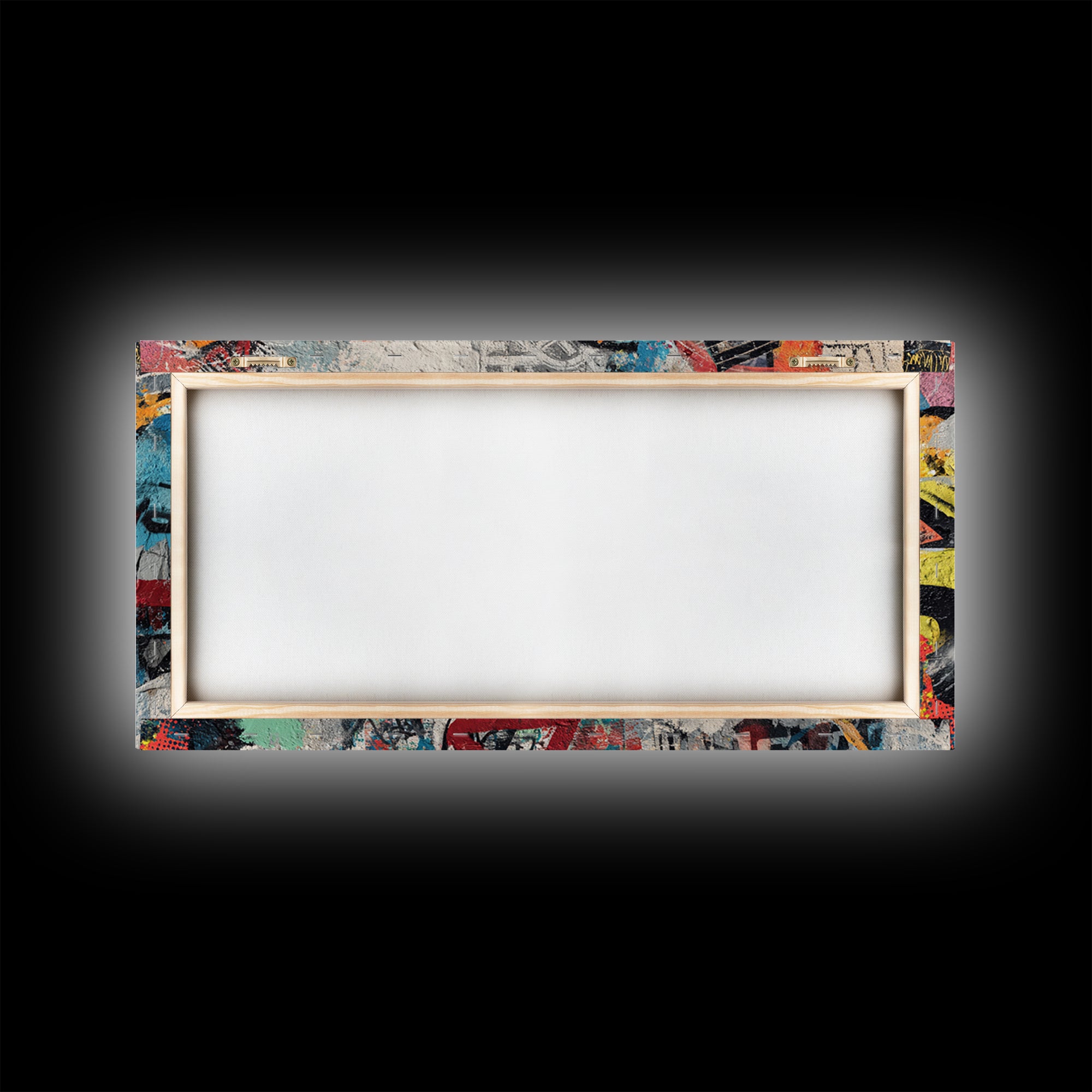 Urban Brick Graffiti Panel Framed Canvas Print, Basement Art, Game Room Decor, Living Room Decor, Fine Art, Retreat, BAS-2x1-67