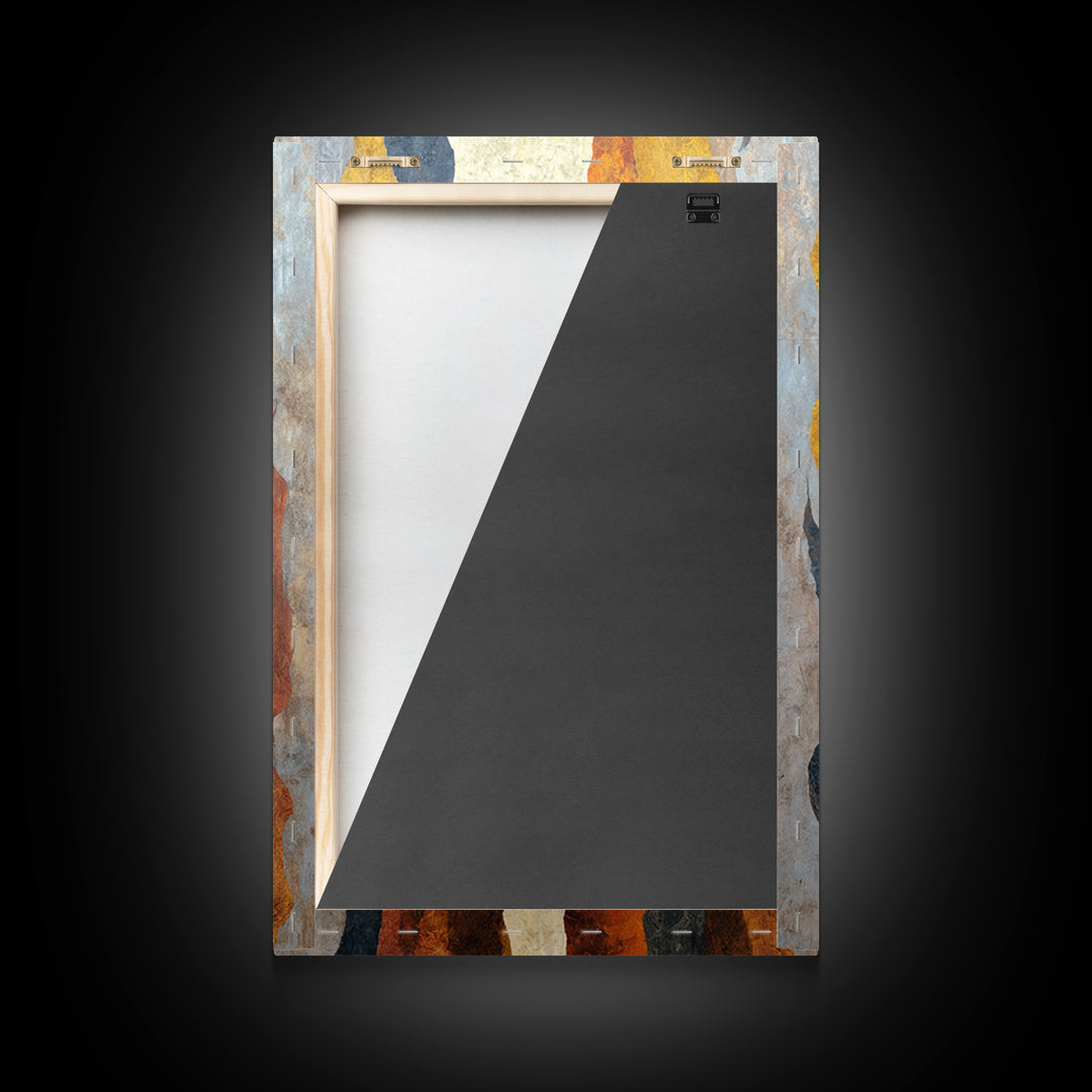 Moody Abstract Flames and Smoke Composition Framed Canvas Print, Basement Art, Neutral Decor, Living Room Decor, Retreat, BAS-2x3-56