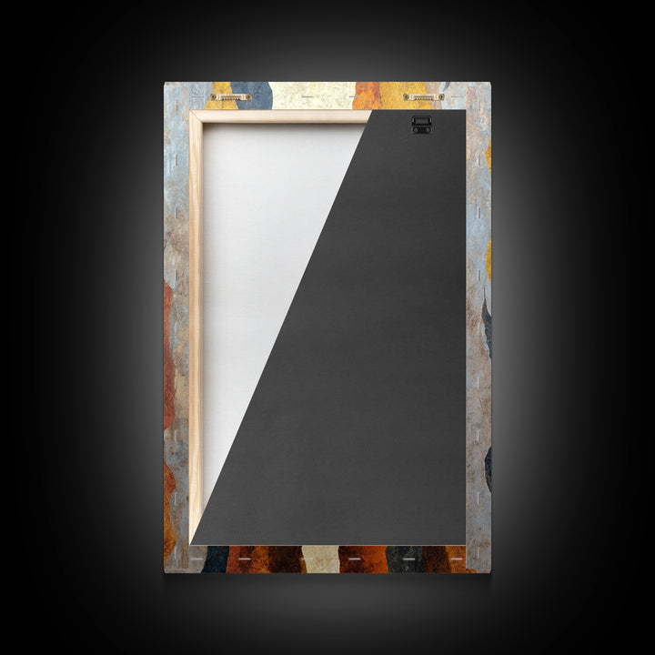 Moody Abstract Flames and Smoke Composition Framed Canvas Print, Basement Art, Neutral Decor, Living Room Decor, Retreat, BAS-2x3-56