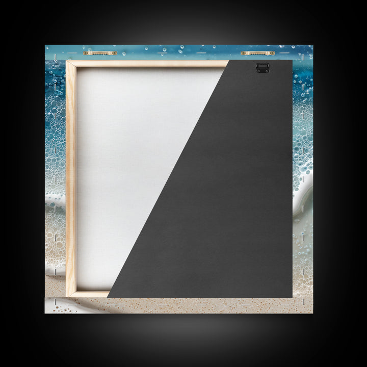 Calming Blue Ocean Wave Study Framed Canvas Print, Bathroom Art, Retro Wall Art, Bathroom Decor, Fine Art, Spa, Modern Decor, BAT-1x1-1