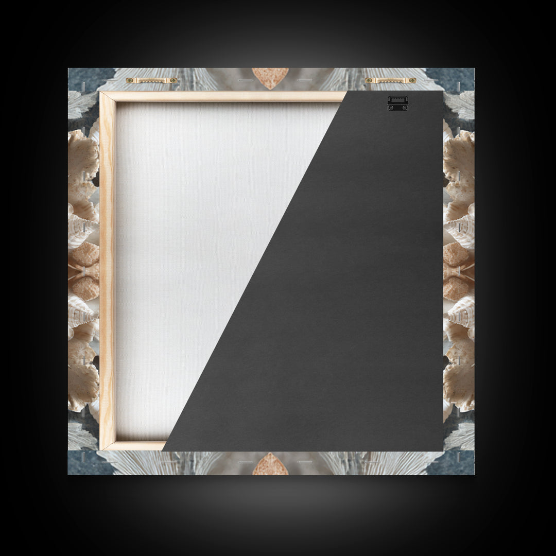 Coral and Shell Arrangement Framed Canvas Print, Bathroom Art, Bathroom Decor, Fine Art, Spa, Bathroom Accessories, Modern Art, BAT-1x1-11