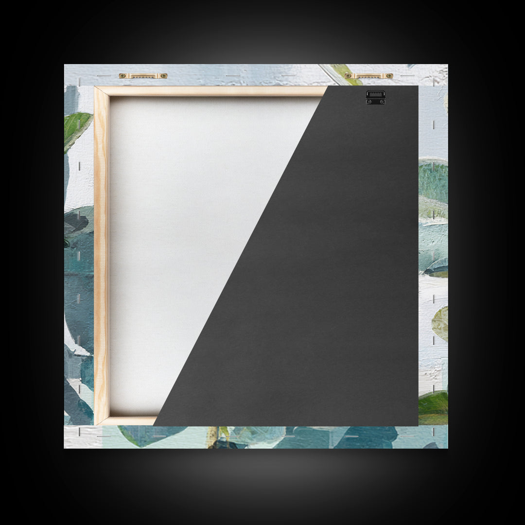 Sunlit Window Plant Shadow on Plaster Canvas Print, Bathroom Art, Dog Portrait, Bathroom Decor, Spa, Minimalist Wall Art, BAT-1x1-18
