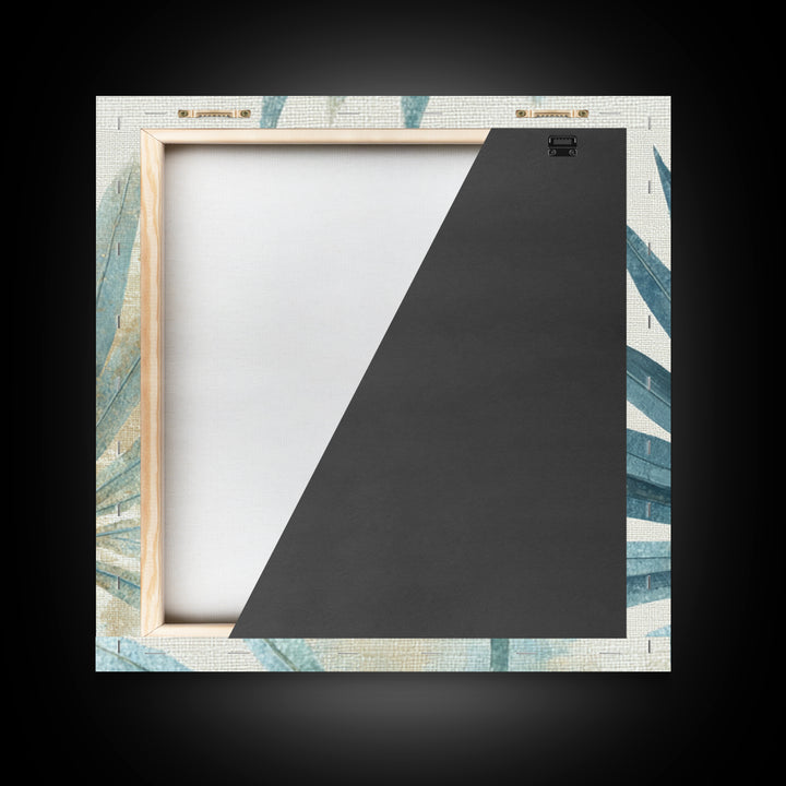 Simple Palm Frond on Off White Linen Canvas Print, Bathroom Art, Bathroom Decor, Abstract Art, Spa, Modern Wall Art, BAT-1x1-23