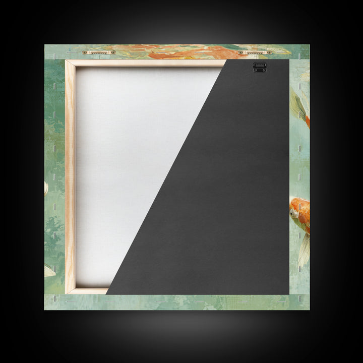 Minimal Koi Fish Swimming Through Clear Water Framed Canvas Print, Bathroom Art, Gallery Decor, Bathroom Decor, Fine Art, Spa, BAT-1x1-32