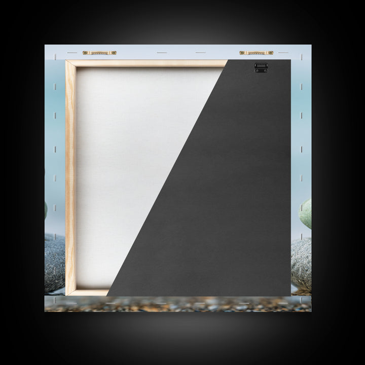 Monochrome Pebble Stack Framed Canvas Print, Bathroom Art, Bathroom Art Decor, Bathroom Decor, Oil Painting, Spa, Boho Decor, BAT-1x1-37