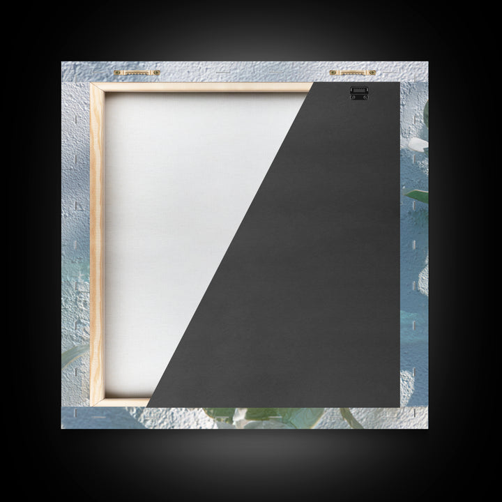 Sunlit Window Plant Shadow on Plaster Framed Canvas Print, Bathroom Art, Unique Wall Art, Bathroom Decor, Abstract Art, Spa, BAT-1x1-42