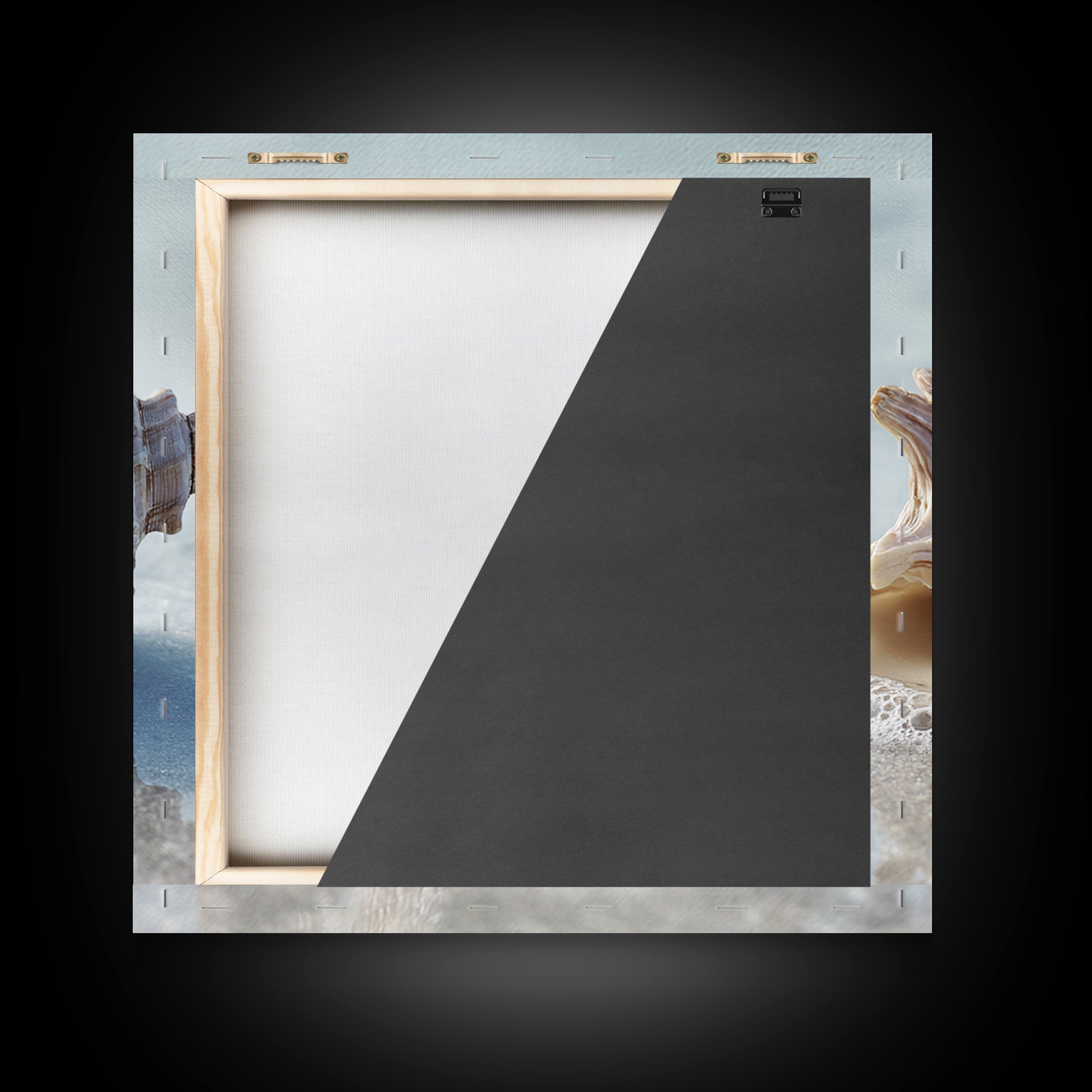 Minimal Seashell Still Life on Pale Sand Framed Canvas Print, Bathroom Art, Minimalist Wall Art, Bathroom Decor, Oil Painting, BAT-1x1-51