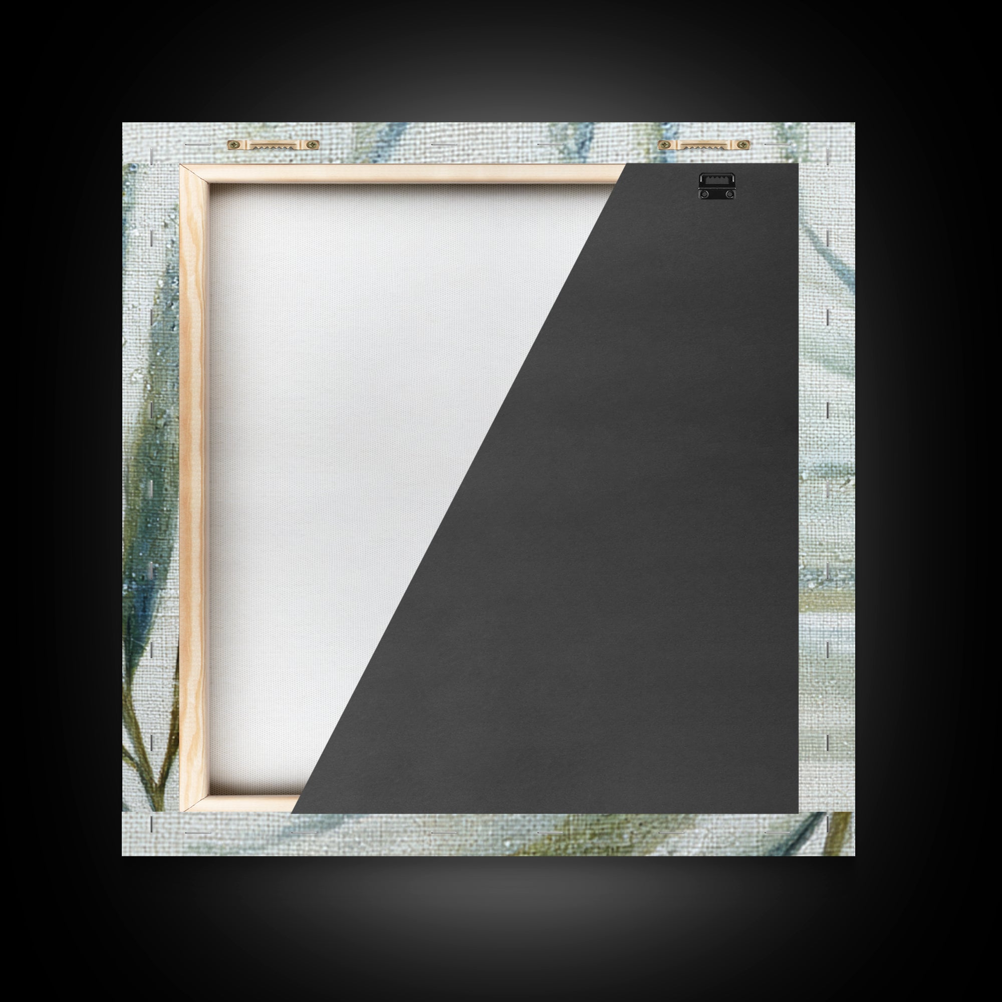 Simple Palm Frond on Off White Linen Canvas Print, Bathroom Art, Bathroom Print, Bathroom Decor, Abstract Art, Spa, BAT-1x1-95