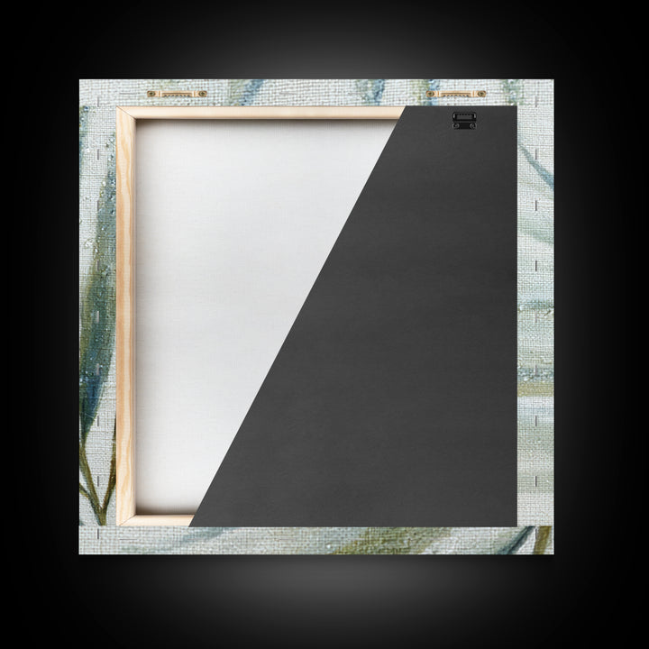 Simple Palm Frond on Off White Linen Canvas Print, Bathroom Art, Bathroom Print, Bathroom Decor, Abstract Art, Spa, BAT-1x1-95