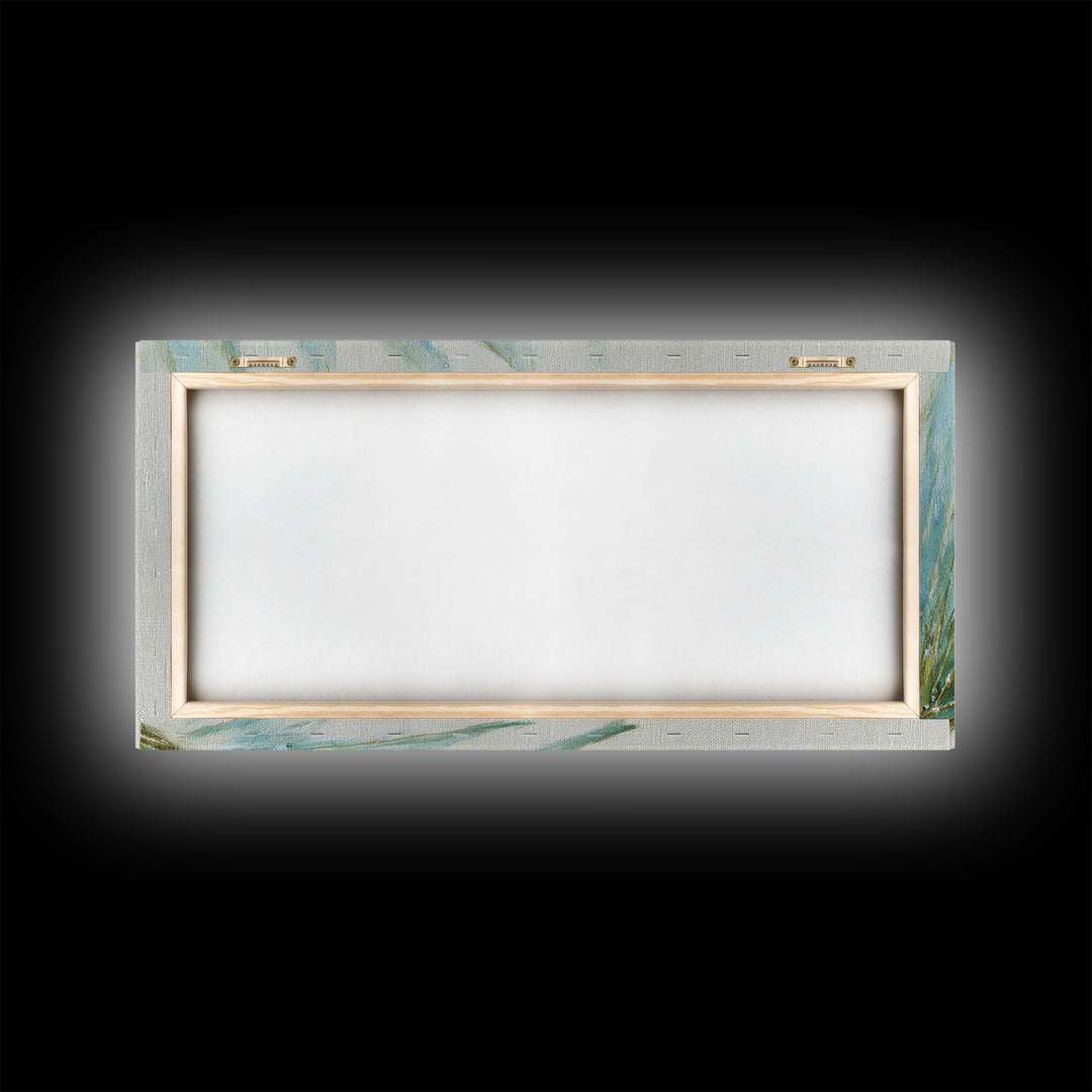 Simple Palm Frond on Off White Linen Framed Canvas Print, Bathroom Art, Poster, Bathroom Decor, Fine Art, Spa, Digital Print, BAT-2x1-43