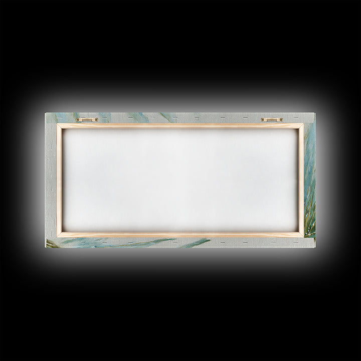 Simple Palm Frond on Off White Linen Framed Canvas Print, Bathroom Art, Poster, Bathroom Decor, Fine Art, Spa, Digital Print, BAT-2x1-43