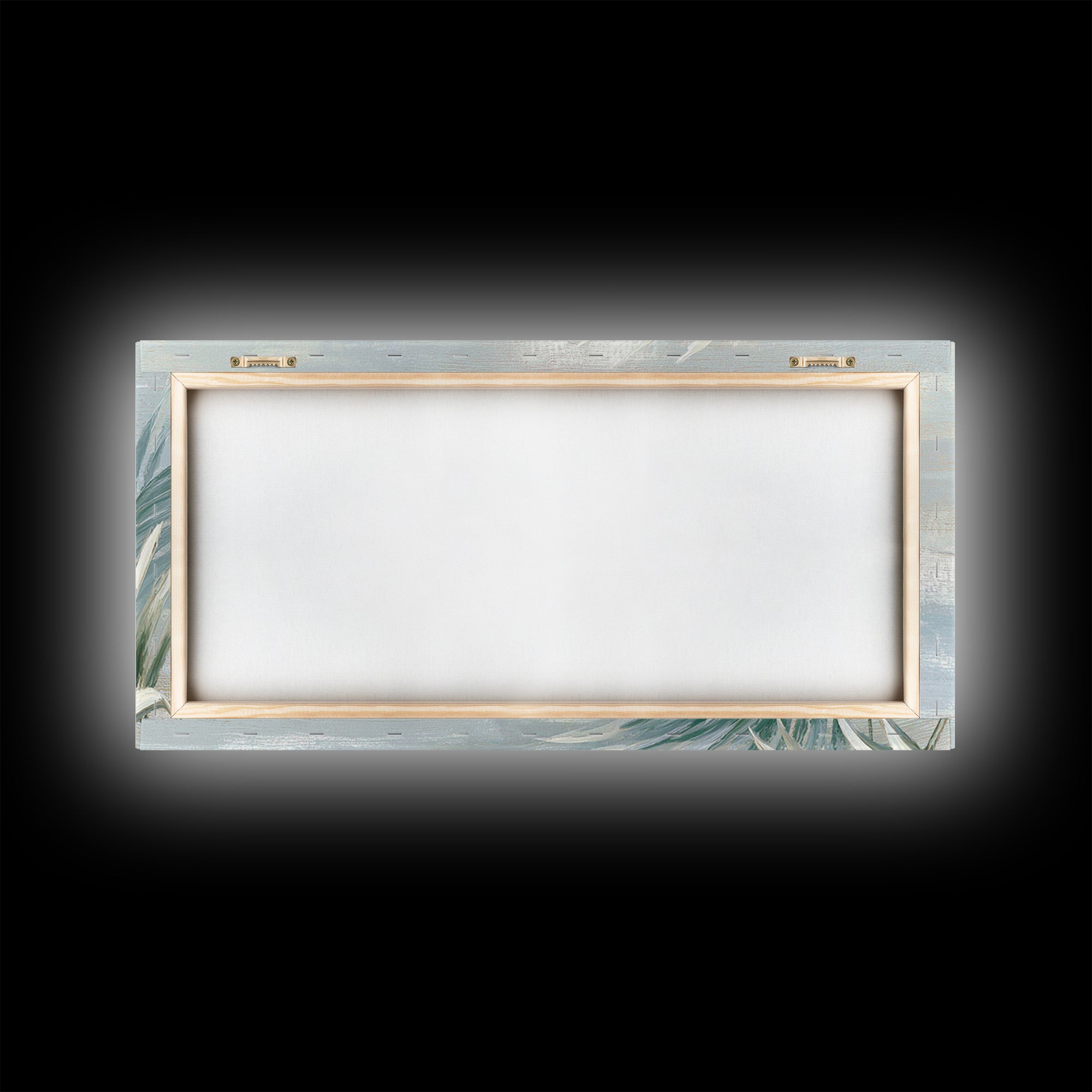 Simple Palm Frond on Off White Linen Framed Canvas Print, Bathroom Art, Minimalist Wall Art, Bathroom Decor, Fine Art, Spa, BAT-2x1-67