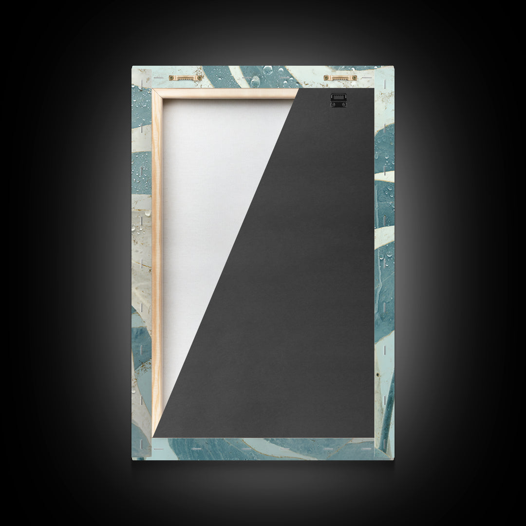 Tropical Leaf Silhouette Framed Canvas Print, Bathroom Art, Statement Artwork, Bathroom Decor, Fine Art, Spa, Digital Art, BAT-2x3-22