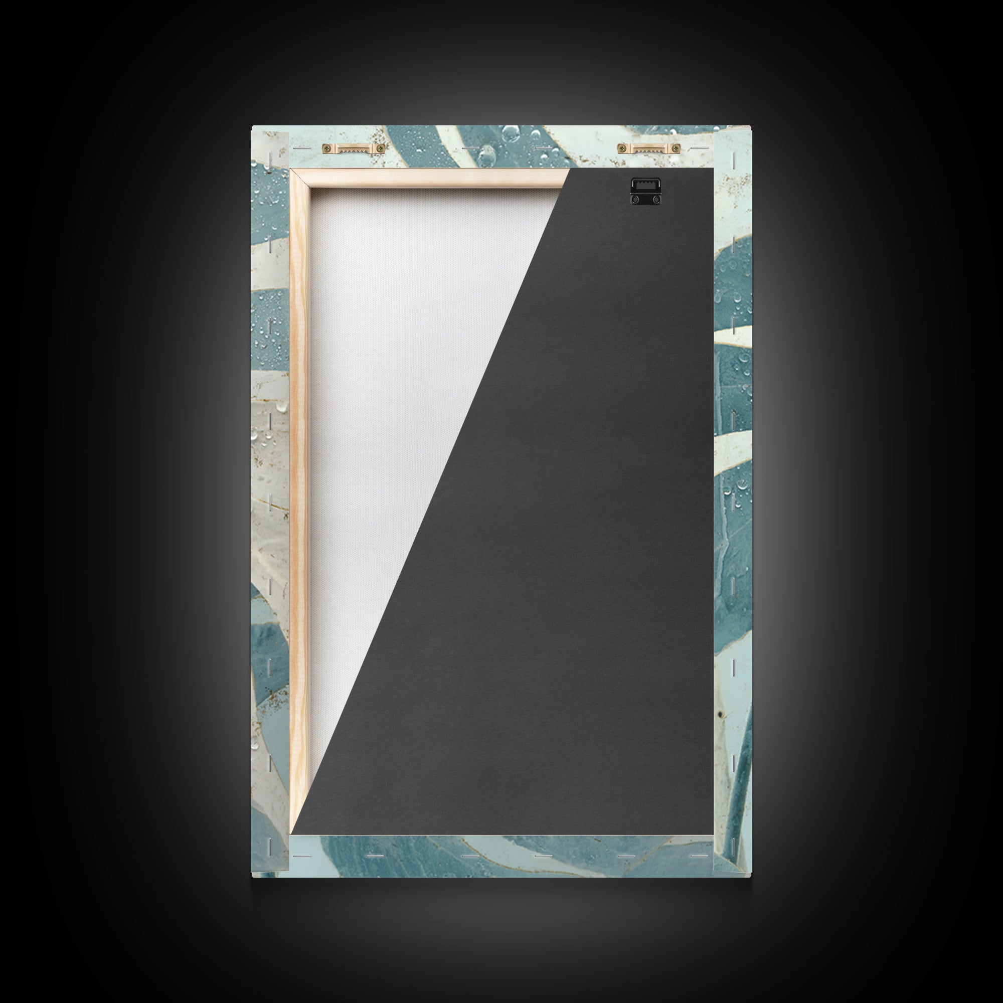 Tropical Leaf Silhouette Framed Canvas Print, Bathroom Art, Statement Artwork, Bathroom Decor, Fine Art, Spa, Digital Art, BAT-2x3-22