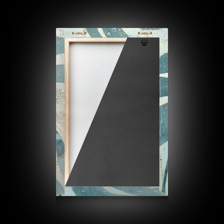 Tropical Leaf Silhouette Framed Canvas Print, Bathroom Art, Statement Artwork, Bathroom Decor, Fine Art, Spa, Digital Art, BAT-2x3-22