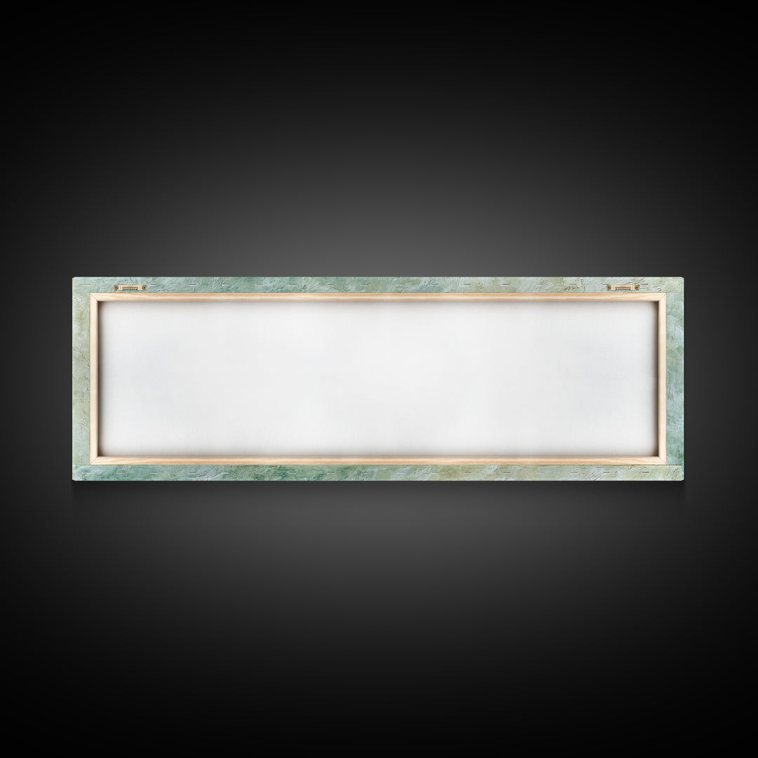Sunlit Window Plant Shadow on Plaster Framed Canvas Print, Bathroom Art, Textured Painting, Bathroom Decor, Fine Art, Spa, BAT-3x1-10