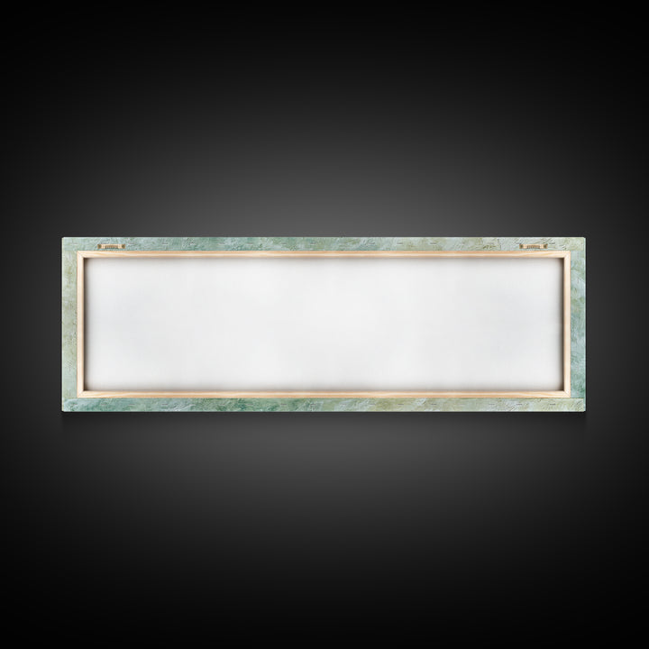 Sunlit Window Plant Shadow on Plaster Framed Canvas Print, Bathroom Art, Textured Painting, Bathroom Decor, Fine Art, Spa, BAT-3x1-10