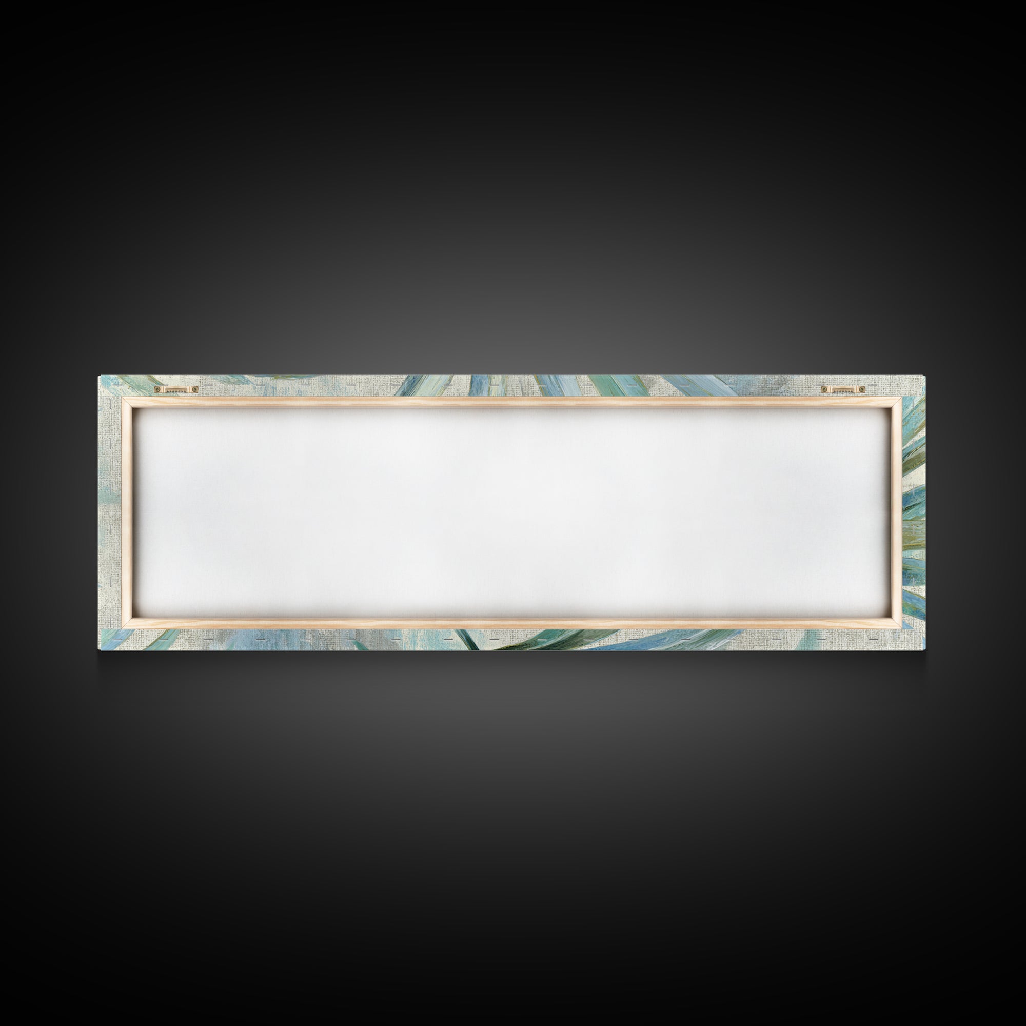Simple Palm Frond on Off White Linen Framed Canvas Print, Bathroom Art, Minimalist Wall Art, Bathroom Decor, Fine Art, Spa, BAT-3x1-15