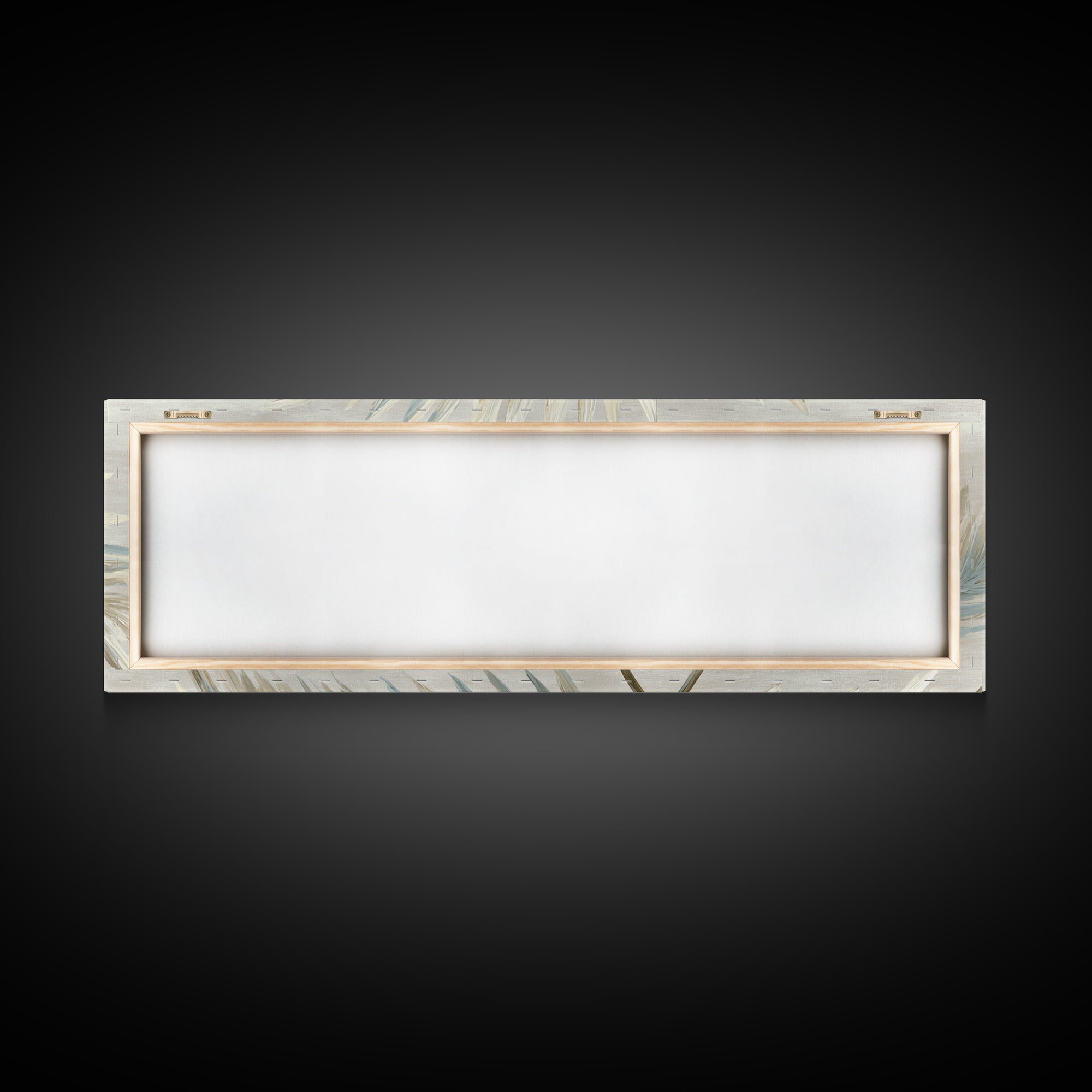 Simple Palm Frond on Off White Linen Framed Canvas Print, Bathroom Art, Boho Decor, Bathroom Decor, Abstract Art, Spa, BAT-3x1-63