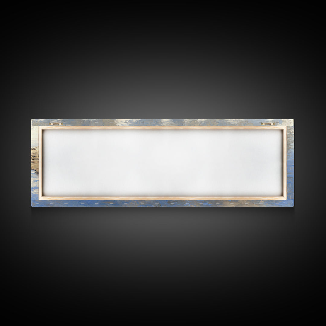 Misty Lake Scene Framed Canvas Print, Bathroom Art, Unique Wall Art, Bathroom Decor, Oil Painting, Spa, Gallery Decor, BAT-3x1-73