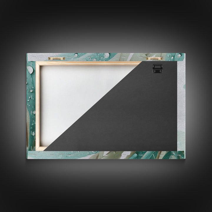 Tropical Leaf Silhouette Framed Canvas Print, Bathroom Art, Canvas Wall Art, Bathroom Decor, Fine Art, Spa, Bathroom Wallpaper, BAT-3x2-90