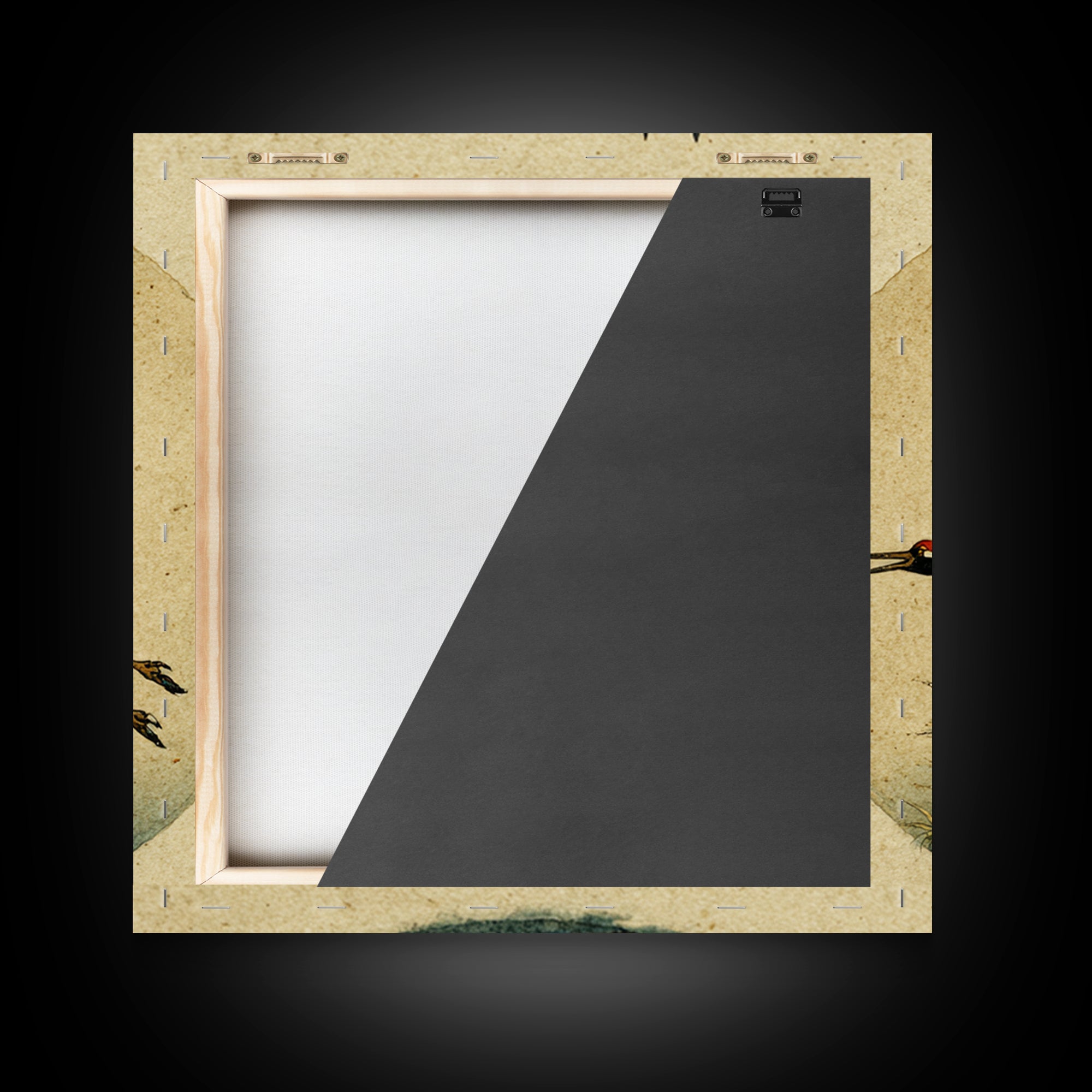 Black Ink Crane Flying Across Empty Sky Canvas Print, Black and White Art, Photo Prints, Living Room Decor, Watercolor Art, BAW-1x1-13