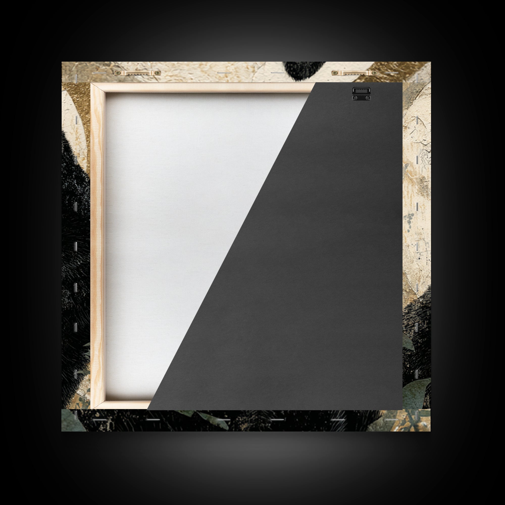 Black Cat Silhouette Framed Canvas Print, Black and White Art, Abstract Art, Living Room Decor, Watercolor Art, Monochrome, BAW-1x1-16