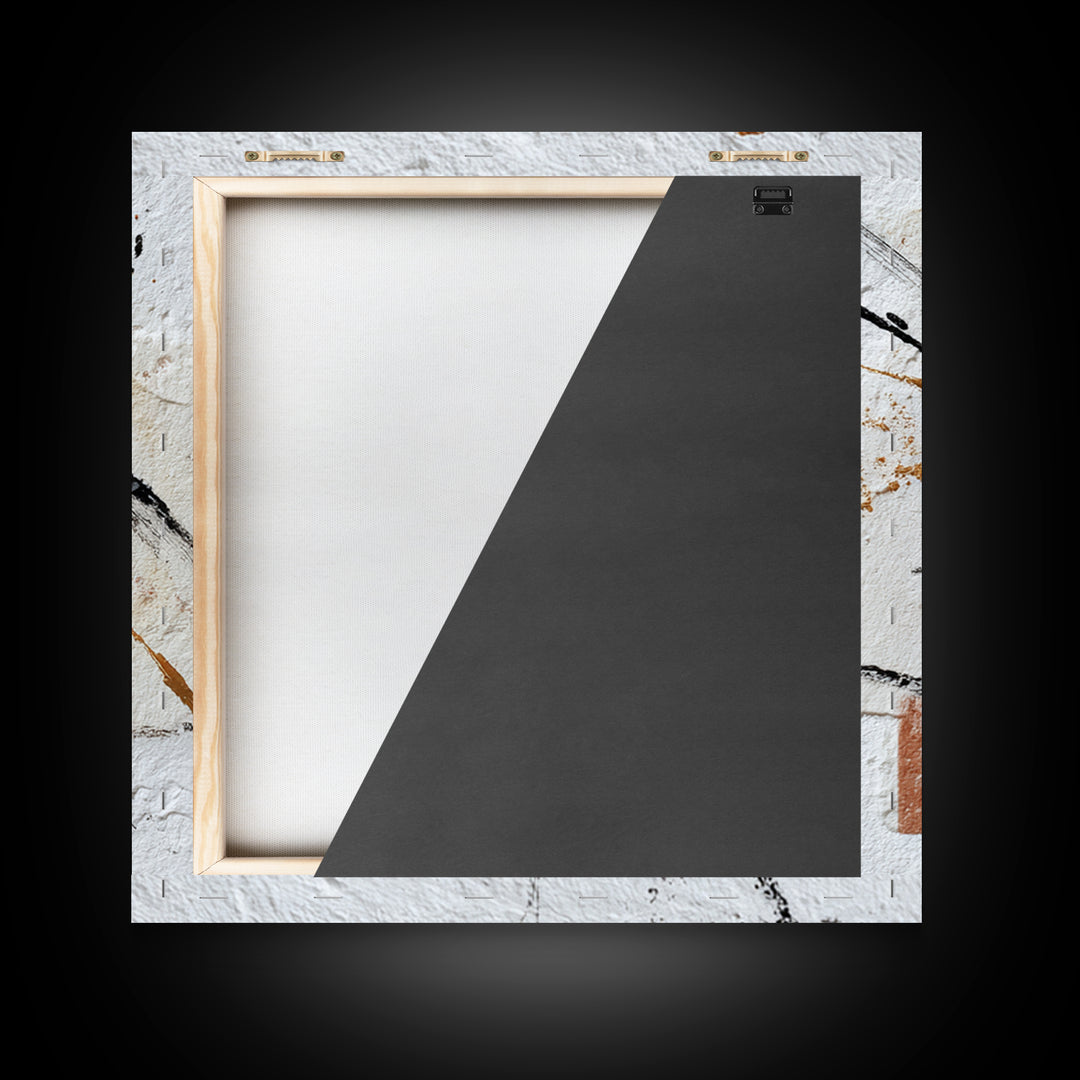 Abstract Charcoal Gestures on White Paper Framed Canvas Print, Black and White Art, Art Prints, Living Room Decor, Monochrome, BAW-1x1-28