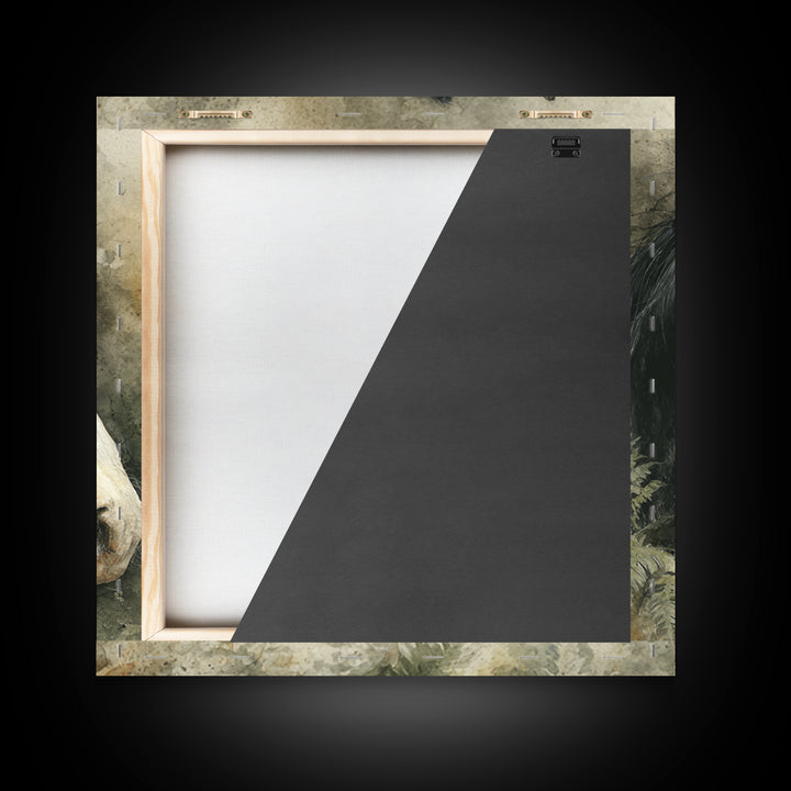 Black and White Wild Horse Portrait Framed Canvas Print, Black and White Art, Textured Painting, Living Room Decor, Monochrome, BAW-1x1-29