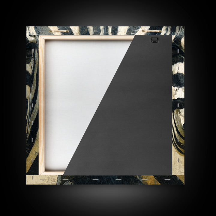 Zebra Stripe Closeup as Graphic Abstraction Canvas Print, Black and White Art, Gallery Decor, Living Room Decor, Monochrome, BAW-1x1-32