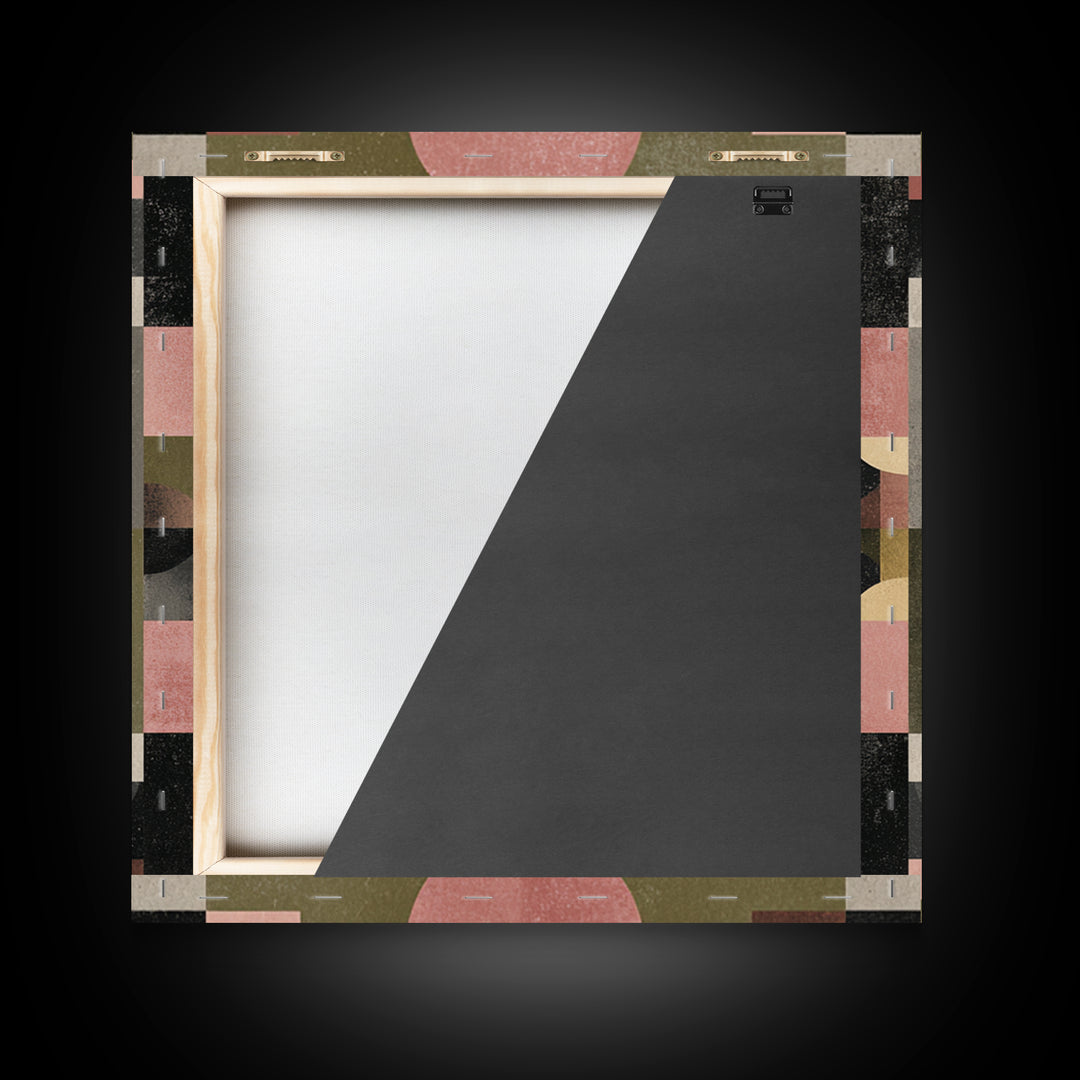 Geometric Bauhaus Grayscale Shapes Framed Canvas Print, Black and White Art, Set of 3 Prints, Living Room Decor, Monochrome, BAW-1x1-42