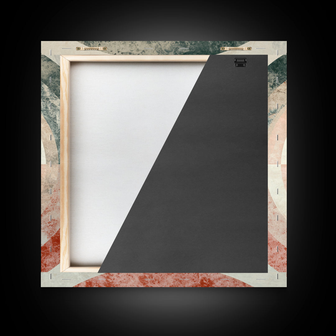 Large Circle and Line Abstract Framed Canvas Print, Black and White Art, Wall Decor, Living Room Decor, Fine Art, Monochrome, BAW-1x1-48