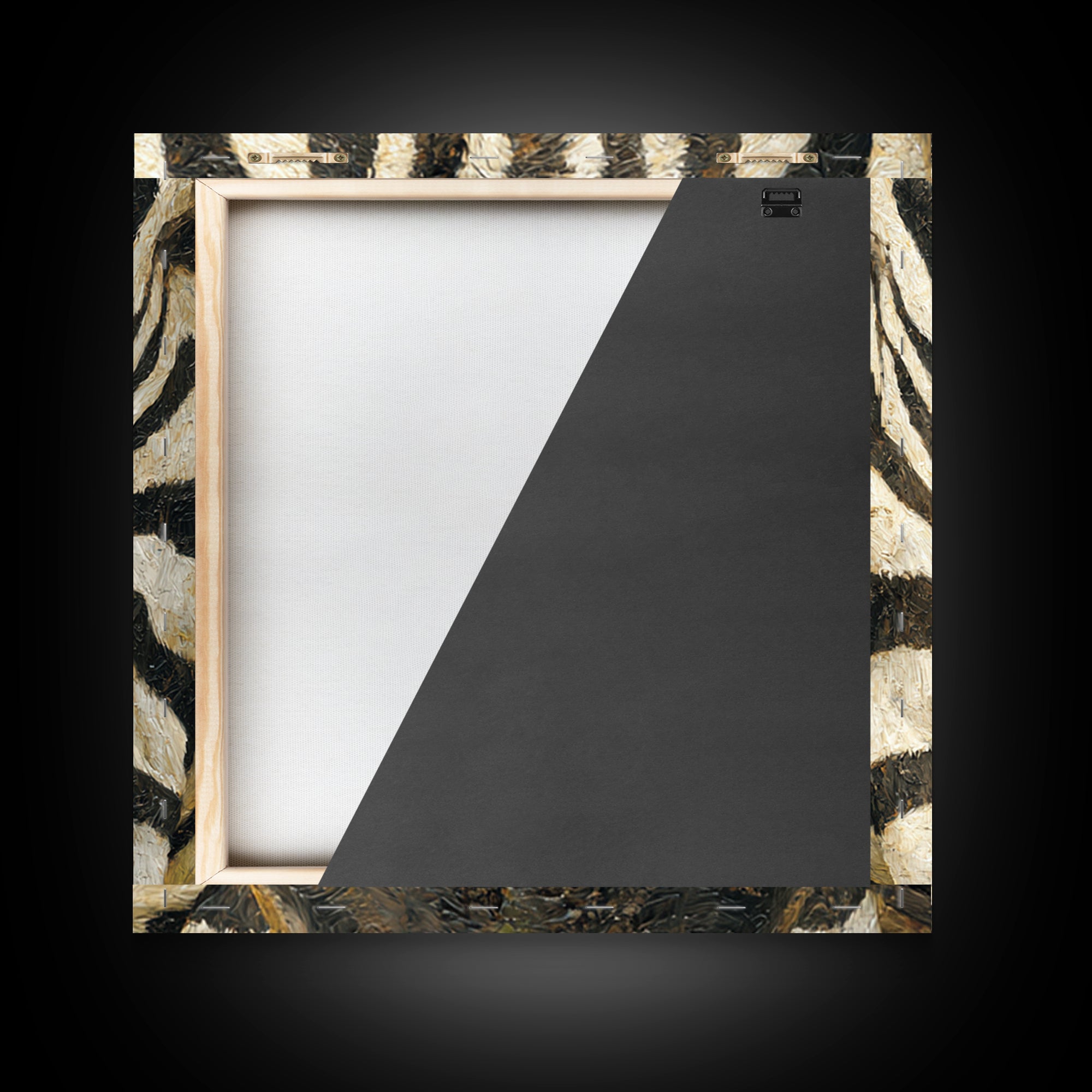 Zebra Stripe Closeup as Graphic Abstraction Canvas Print, Black and White Art, Living Room Decor, Monochrome, BAW-1x1-56