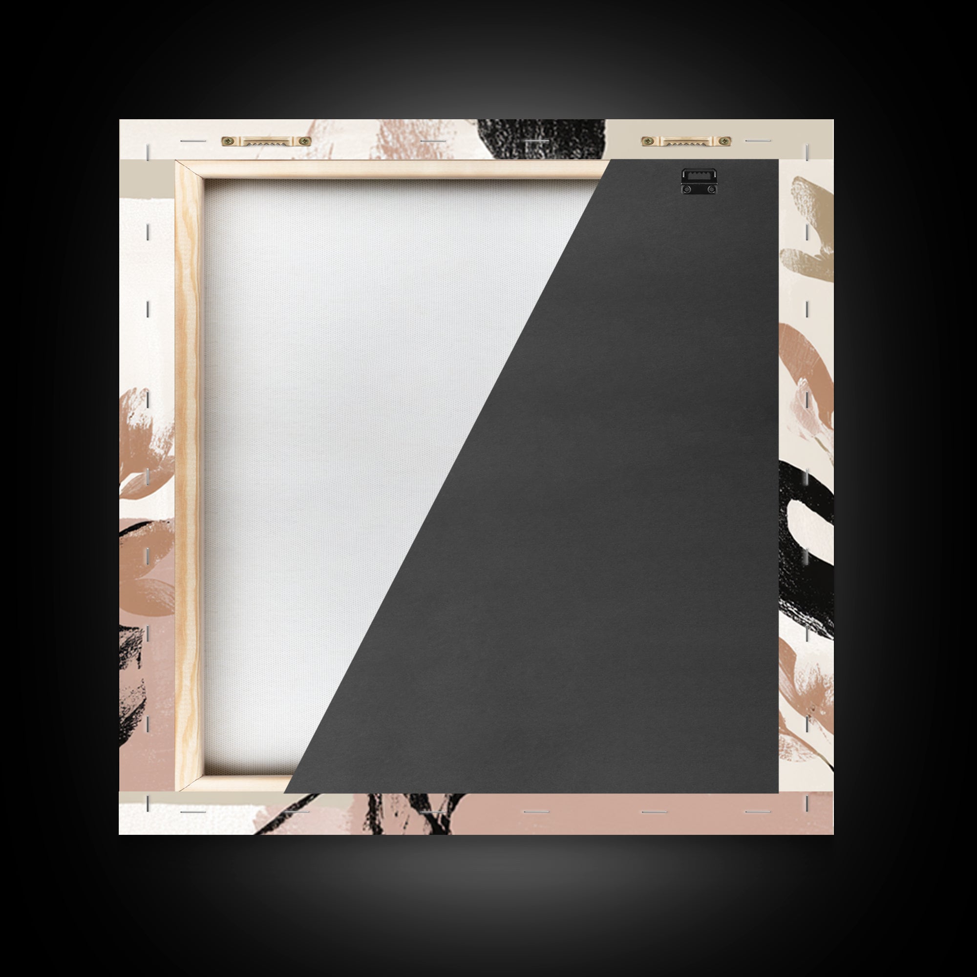 Minimal Botanical Branch Framed Canvas Print, Black and White Art, Statement Artwork, Living Room Decor, Fine Art, Monochrome, BAW-1x1-78