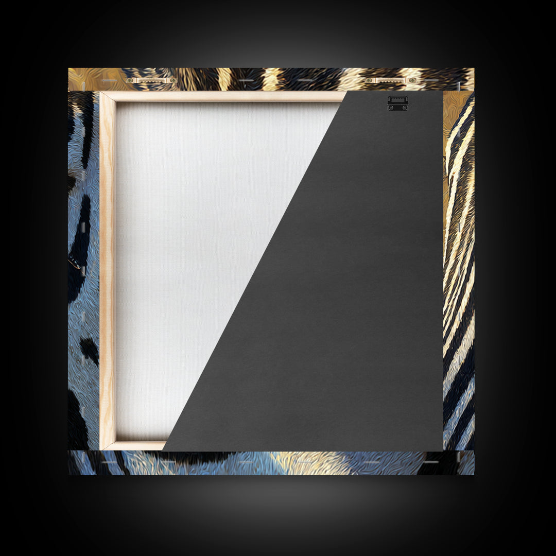 Zebra Stripe Closeup as Graphic Abstraction Framed Canvas Print, Black and White Art, Art Print, Living Room Decor, Monochrome, BAW-1x1-8