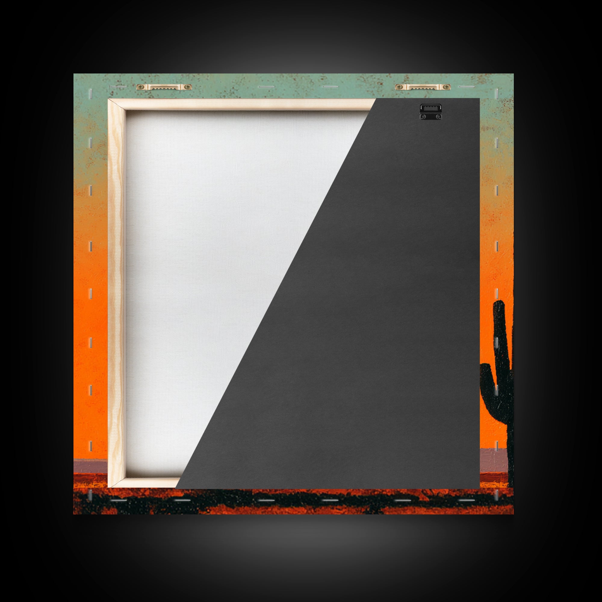 Monochrome Desert Cactus Silhouette Framed Canvas Print, Black and White Art, Wall Art, Living Room Decor, Fine Art, Monochrome, BAW-1x1-93