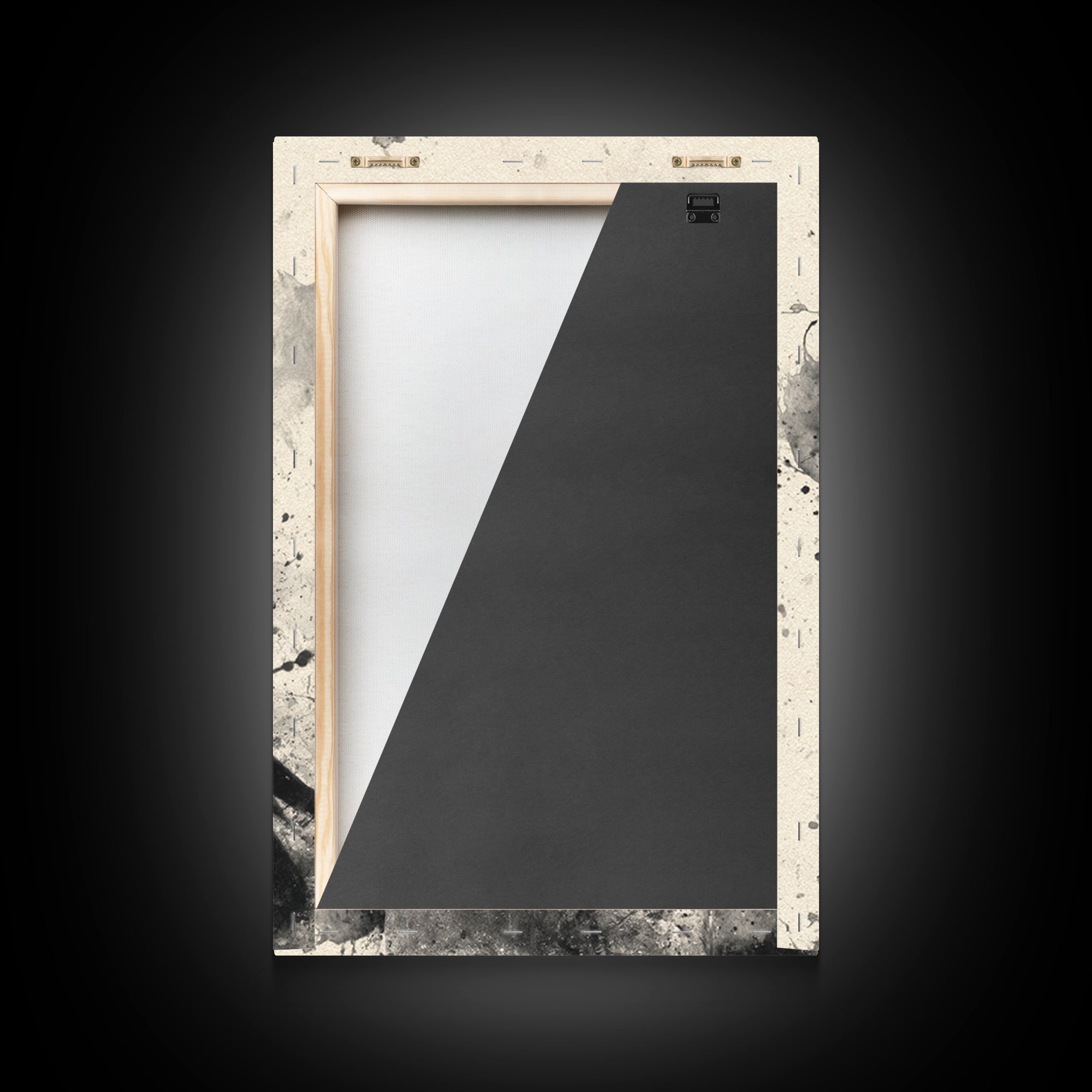 Ink Splatter Raven Composition Framed Canvas Print, Black and White Art, Art, Living Room Decor, Fine Art, Monochrome, BAW-2x3-52